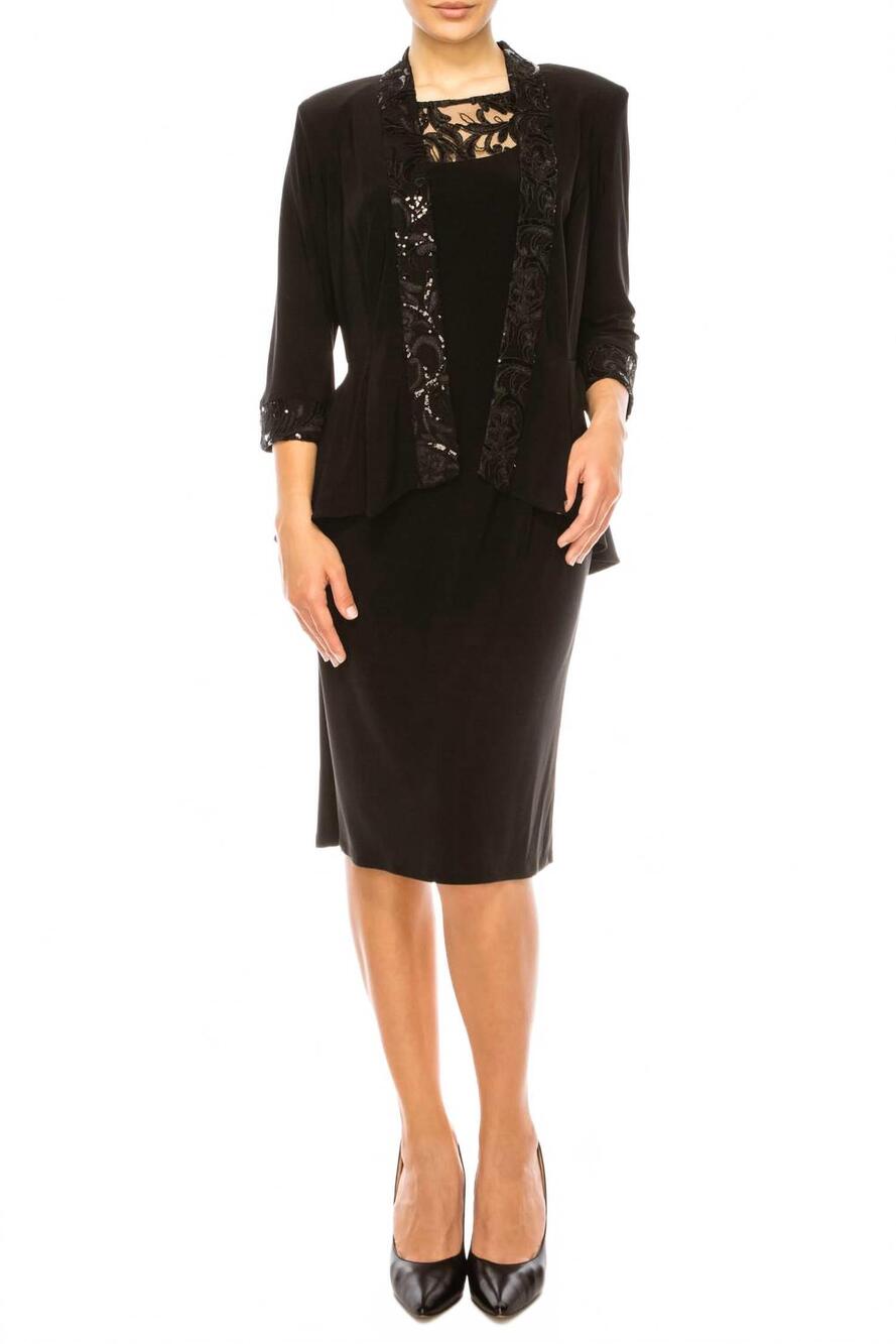 NEW LE BOS embroidered sequin mesh jacket dress in black